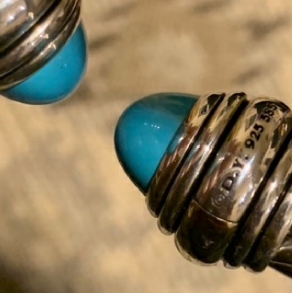 David Yurman Turquoise Gold rim Cable Cuff - Picture 4 of 4